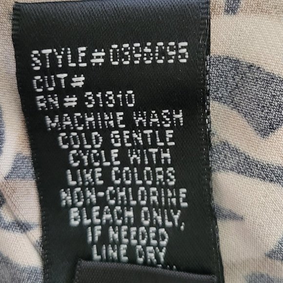 Vintage Faux Wrap Geometric Print Jersey Knit Dress Packable Travel Sz Large - Picture 9 of 11